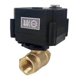 BACOENG Motorized Ball Valve, 2 Wire Auto Return 1/2" Brass Electrical Ball Valve with Full Port, AC/DC9-24V Manually Closable (Normally Closed), Black