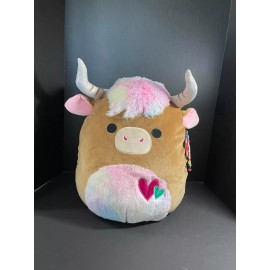 Kelly Toy, Squishmallows Squishmallow 16" Candela Higland Cow Furry w/beaded "I  SQUISH" Charm + Acc