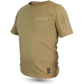 normani Tactical Tropical T-Shirt with Arm Pockets, Underarm Pockets and 3 Velcro Patches Khaki Size 4XL