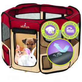 Zampa Puppy Pop Up Extra Small 29"x29"x17" Portable Playpen for Dog and Cat, Foldable | Indoor/Outdoor Kitten Pen & Travel Pet Carrier + Carrying Case