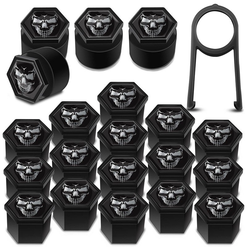 SkinoEu Wheel Nut Covers Locking Bolt Caps Universal Silver Skull