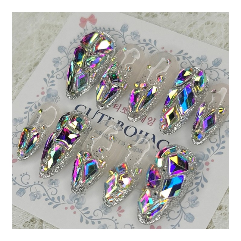 AB Full Stone Gra Handmade Nail Tip Pedi Tip -