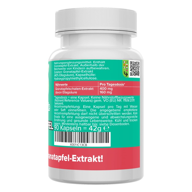 Pomegranate Extract Capsules - High Dose 8000 mg (400 mg