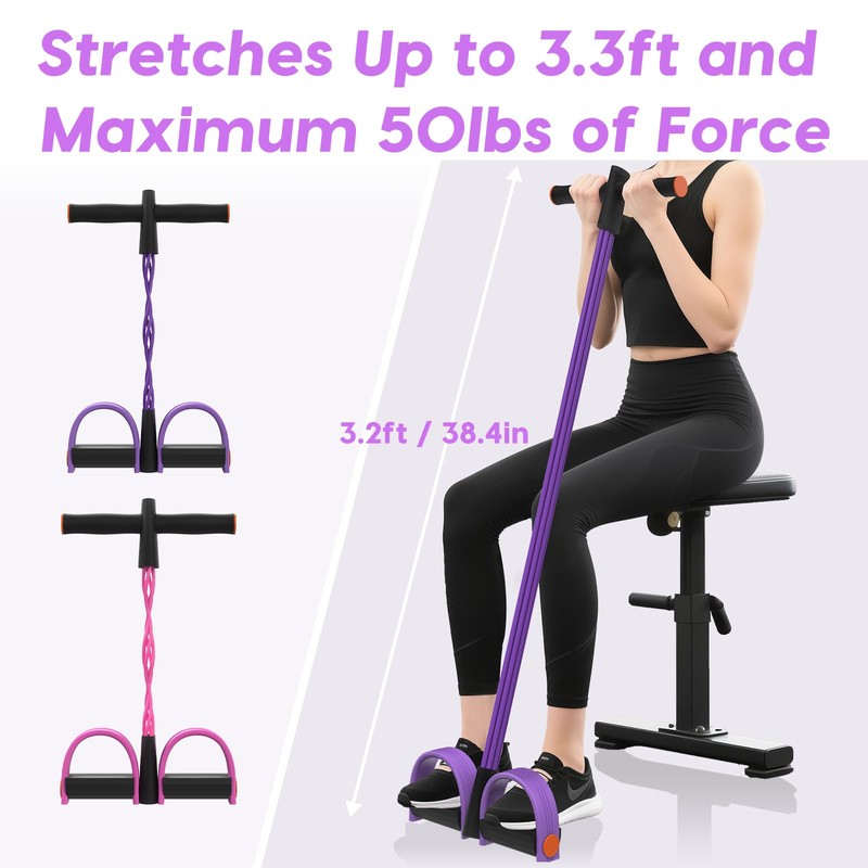 Resistance Bands with Handles, 6-Tube Elastic Foot Pedal Resistance Band,