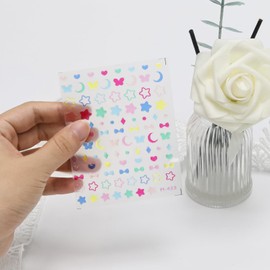 YUYUDEHM Jelly Flower Nail Stickers for Nail Art 5D Embossed Nail Decals Self Adhesive Stickers for Nails Decoration