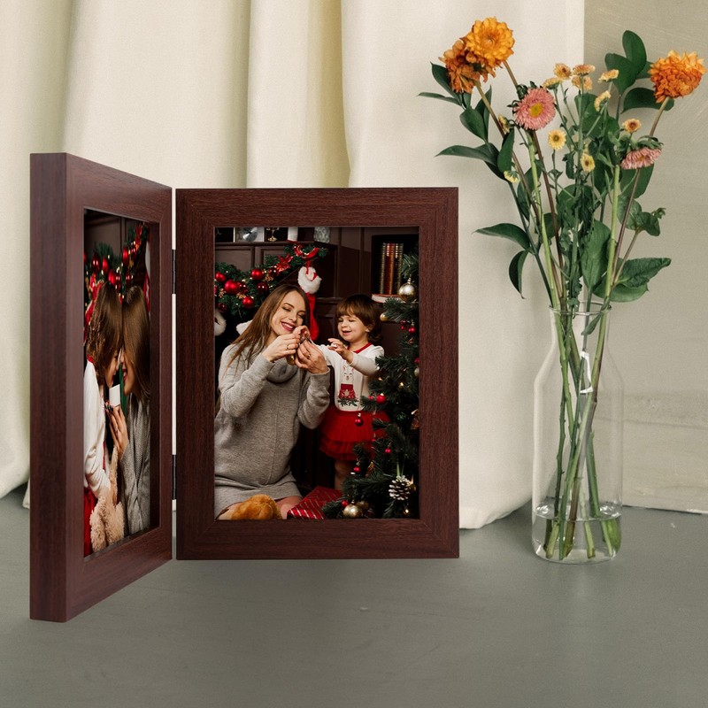 Frametory, 5x7 Double Picture Frame - Real Glass Hinged 2