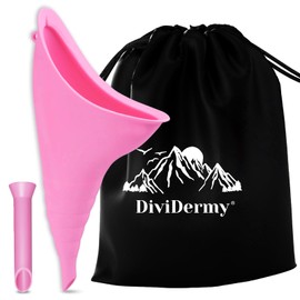 DiviDermy Urinella for Women, Reusable Urinella, Portable Women's Urinal, Foldable Urinal with Extension Tube, Women's Urinal for Camping, Travel, Hiking, Mountaineering, Pink