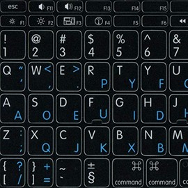 MAC English - Dvorak Keyboard Sticker Black Background