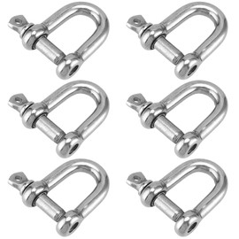KOHAND 6 Pcs M10 D Shackle, 3/8 Inch Stainless Steel D Shape Ring Shackle with Screw Pin Anchor, Heavy Duty Clevis Marine Shackle Lock Clips for Rope Chain Link and Outdoor Indoor Application