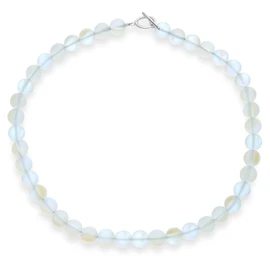 Plain Simple Western Jewelry Changing Transcalent Created Moonstone Round 10MM Bead Strand Collarbone Necklace for Women Silver Plated Clasp 17 Inch