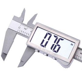 KATSU Digital Caliper 150mm 6 Inch, Large Display Imperial and Metric Units Fraction Conversion Carbon Fiber Electronic Vernier Measuring Tool in Plastic Storage Case 40141566