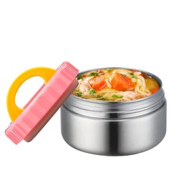 WAKSOX Insulated Food Jar for Kids 8 oz, Vacuum Insulated Lunch Containers Soup Food Jar for Hot Cold Food Leak Proof Stainless Steel Thermal Wide Mouth for School Picnic (8oz Soup Pink)