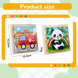 Katyjun Pack of 2 Wooden Puzzle Toy, 6-in-1 Wooden Puzzle Promotion Toy from 2 Years, 3D Puzzle from 1 Year