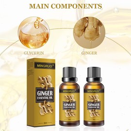 MINGRUO 2Pcs Ingwer Massageöl, Bauchdrainage-Ingweröl, Lymphatic Drainage Ginger Oil, Bauchdrainage Ingweröl-schlankheits-bauch-ingweröl Für Die Körpermassage