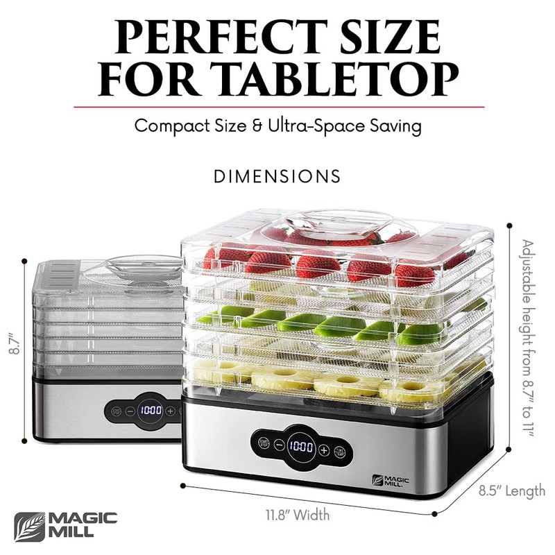 Magic Mill Food Dehydrator Machine | 5 Stackable Stainless Steel