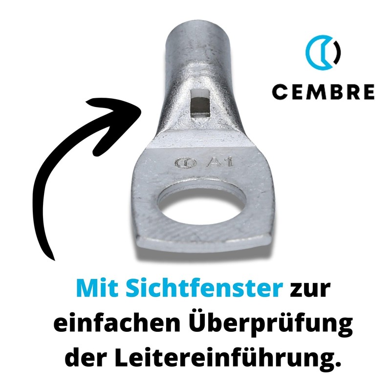 Cembre A1-M6 Tube Cable Lug 4-6 mm² M6 Uninsulated Tin-Plated