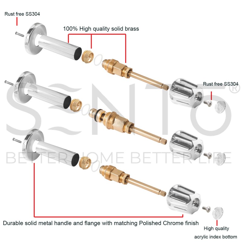 SENTO Bathtub and Shower 3 Handle Tub Trim Set For