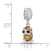 JewelryWeb 2mm Ss Reflections Rhodium Plated Crystal Enameled Owl Dangle