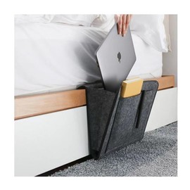 Bed Bag for Hanging Bed Organiser with Cable Holes Sofa Organiser Bed Hanger Storage Bag Made of Felt for Bed/Sofa/Table Dark Grey
