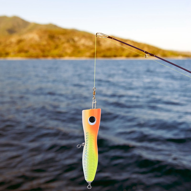 Wooden Large Artificial Popper Fish Lure Topwater Simulation Bait Sea