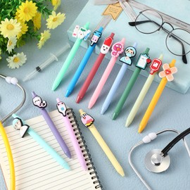 Clabby Pack of 12 Nurse Ballpoint Pens Funny Black Ink Pens for Women Gifts for Nurses Thank You Pens for Doctors Medical Assistants Work (Light, Cute)