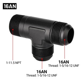 EVIL ENERGY 16AN Tee Male Flare to 1 NPT on Run T Fitting Adapter Aluminum Black