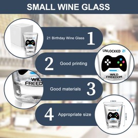 JUKFITA 21st Birthday Gifts for Him, Unique Cool Shot Glass, UNLOCKED 21, WILD FREEDOM Print, Ideal 21st Birthday Gifts for Men