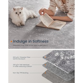 SONGMICS HOME Area Rug, 5x7 ft Rug for Bedroom, Non-Slip Carpet, Home Decor, for Living Room, Machine Washable, Boho Style, Dove Gray UTAR023G01V1