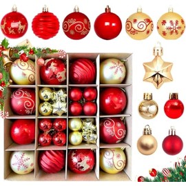 Kit de 44 Esferas Navideñas, Adornos de esferas de Navidads, Inastillables, Bolas de Navidad para Colgar, para Fiesta de Navidad, Bodas, Fiestas y Dec