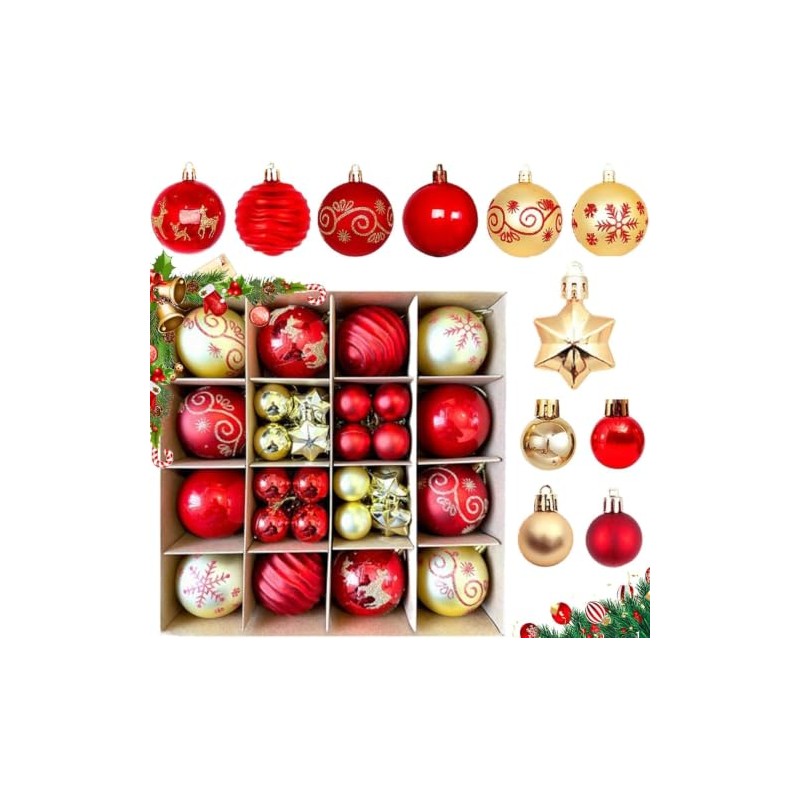 Kit de 44 Esferas Navideñas, Adornos de esferas de Navidads,