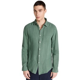 Portuguese Flannel Men's Linen Shirt, Dry Green, XS