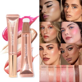 Joyeee Pack of 6 Liquid Contour Beauty Wall, Highlighter Blush and Bronzer Attached with Pillow Applicator, Silky Cream Shimmer Long Lasting, Multifunctional Contour Makeup Stick for Women #6