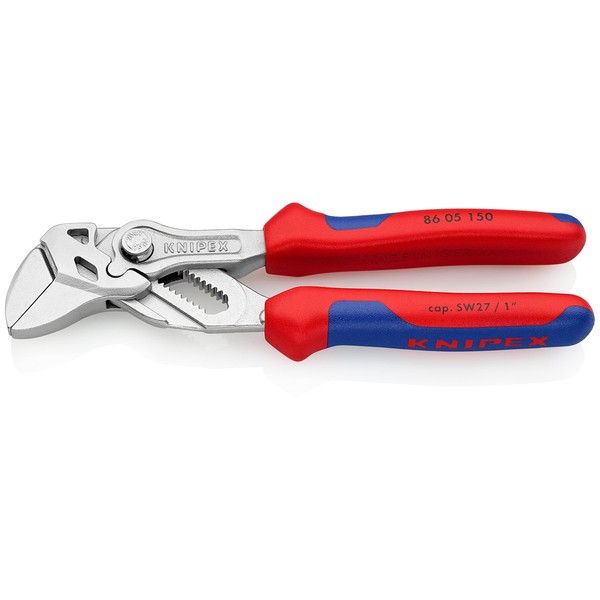 Knipex Pliers Wrench pliers and a wrench in a single tool chrome-plated, with multi-component grips 150 mm 86 05 150