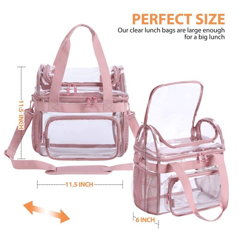 BORMELUN 2pack Large Clear Lunch Bags for Correctional Officers,Transparent Lunch