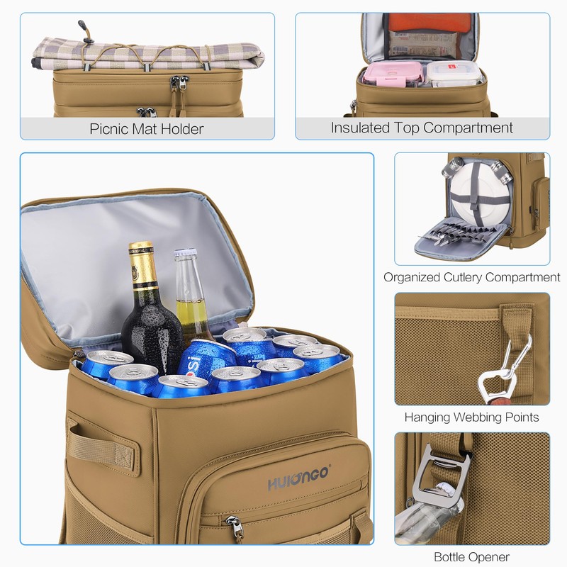 Hulongo Leakproof Insulated Cooler Backpack for Men & Women, Waterproof