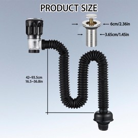 Sink Drain with Flexible Drain Hose, Odour-Proof and Leak-Proof Drain Fitting for Bathroom and Kitchen Sink
