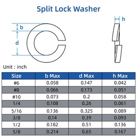5/16" Split Lock Washer, 304 Stainless Steel 18-8 Spring Lock Washers for Bolts and Nuts, Black Finish, 100 PCS