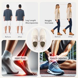 Elevadores de talón de gel ajustables de 1 pulgada para discrepancia y dolor en la longitud de las piernas | 3-layer orthopedic inserts for men & wome