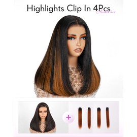 Arabella Hair 5x6 Glueless Wigs Human Hair and 4 Pcs 1B/30 Clip in Hair Extensions Pre Plucked Pre Cut 280% Density Glueless Wigs Human Hair Pre Plucked Bleached Knots Straight Wig Human Hair 18inch