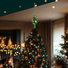 Glass Christmas Tree Topper, Green Tree Topper, UNOLIGA 26cm Vintage Handblown Glass Xmas Tree Topper Decorations