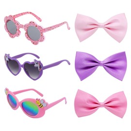 EHDWXVZM 3 Stücke Sonnenbrille Und 3 Stücke Kinder Fliege Krawatte, Kinder Sonnenbrille, Mädchen -Sonnenbrille, Karnevalsfeier -Outfits, Party -Sonnenbrillen.