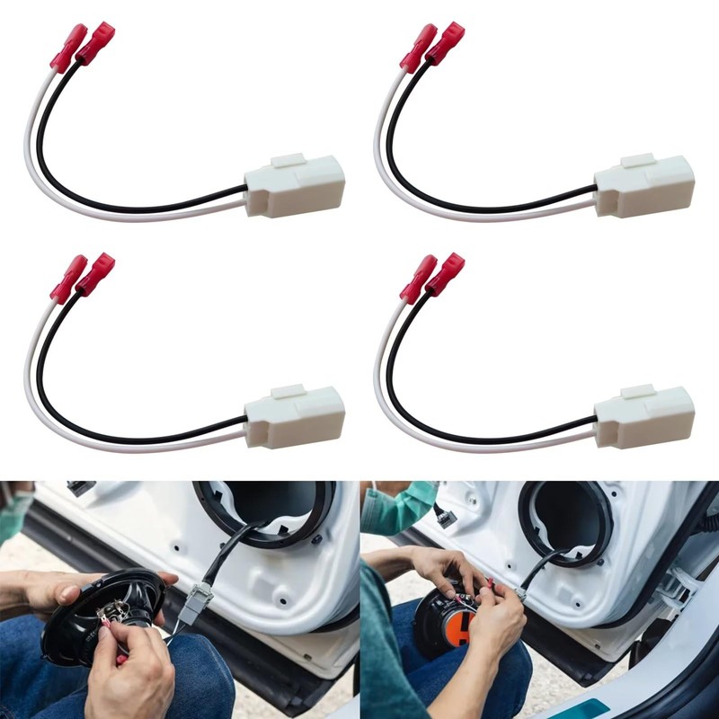 WELURE 4X Front Rear Door Speaker Wire Harness Connector Plug