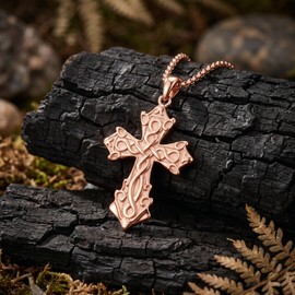 CRWENG Celtic Cross Necklace for Women Men 925 Sterling Silver Rose Gold Irish Celtic Knot Pendants Necklace Vintage Religious Valentines Day Good Jewelry Gifts for Lover