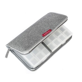 LeanTravel Pill Case Organizer for Travel with Passport Wallet, Color Grey, Size Extra Large for 7 to 28 Day Travel