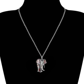 DALANE Enamel Alloy Cute African Elephant Necklace Animal Pendant Novelty Jewellery Gifts for Women Girls, enamel, No Gemstone