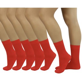 ToBeInStyle Womens Pack of 6 Trouser Solid Anklet Socks - One Size - Red