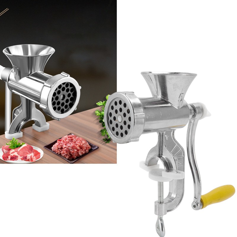 Meat Grinder Small Aluminum Alloy Composite Wood Incisive Blade Silver