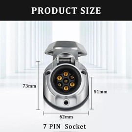 Qiping 7 Pin Trailer Socket 12v Pre-wired 2 M Cable, 7 core trailer cable, 7 Core Towing Hitch Wiring Harness for Caravan, Boat, Truck, Trailer