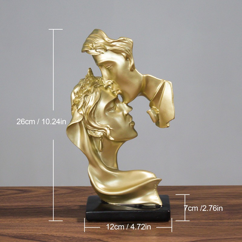 Couples Kiss Sculpture Exquisite Decorative Resin Kissing Lover Figurine Home