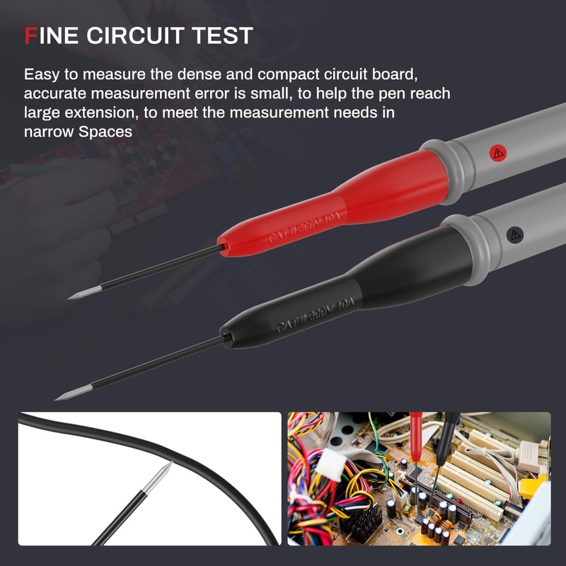 4 Pack 2mm Extended Needle Test Probes, 600v/10a Non-Destructive Multimeter